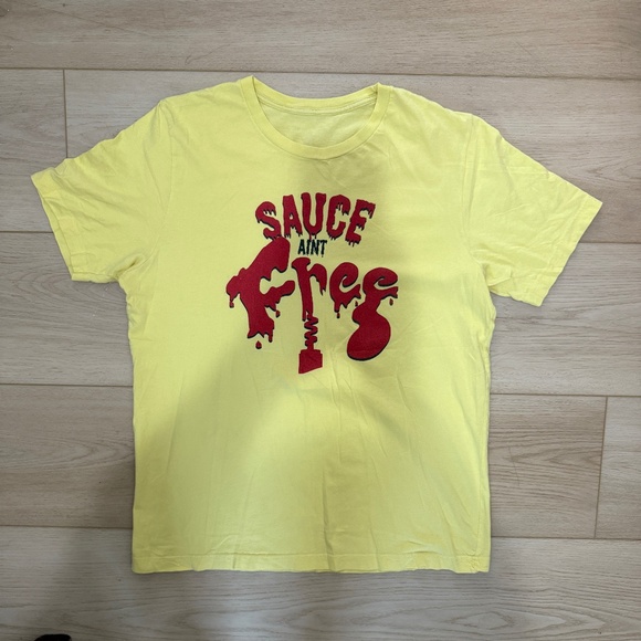 Atlas Meat-Free Deli “Sauce Ain’t Free” Graphic Tee Yellow Regular - Picture 4 of 7